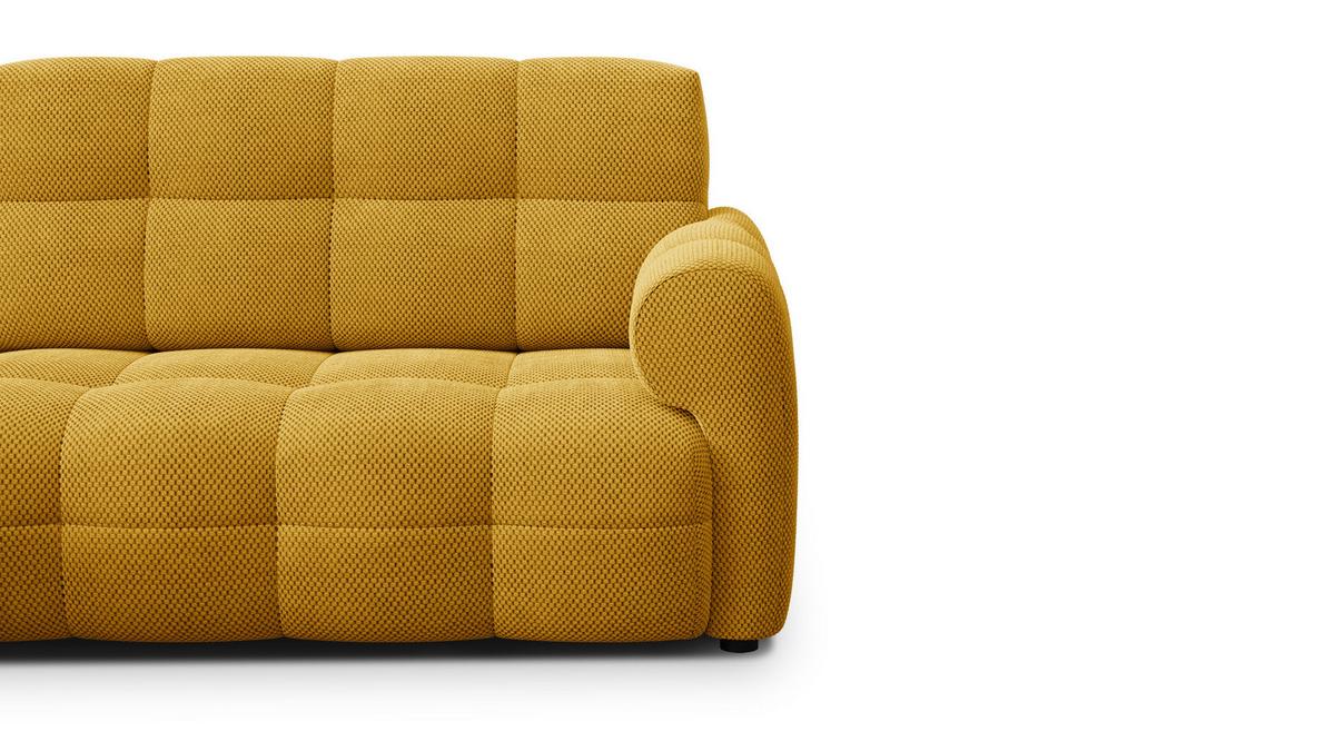 ECKSOFA MELLOW 3-Sitzer, safran - Gelb/Schwarz, Holz/Textil (232/156cm) - Wozimo