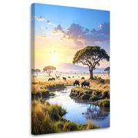 LEINWANDBILD, Afrikanische Tiere Savanne Natur - Multicolor, Textil (80/120cm) - Feeby