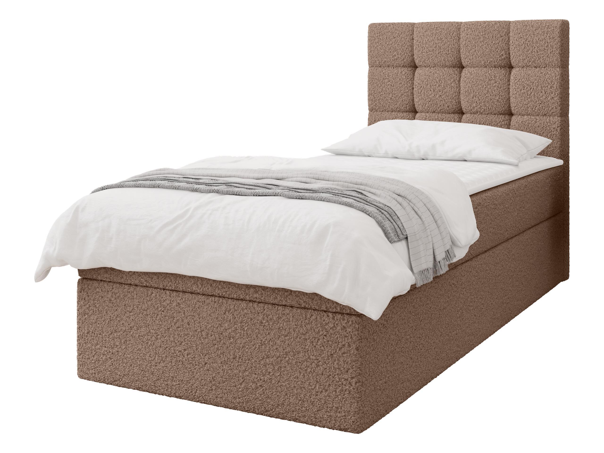 BOXBETT Luanda Boucle Single - H3 - Schwarz/Braun, Holz/Kunststoff (90/200cm) - MIRJAN24