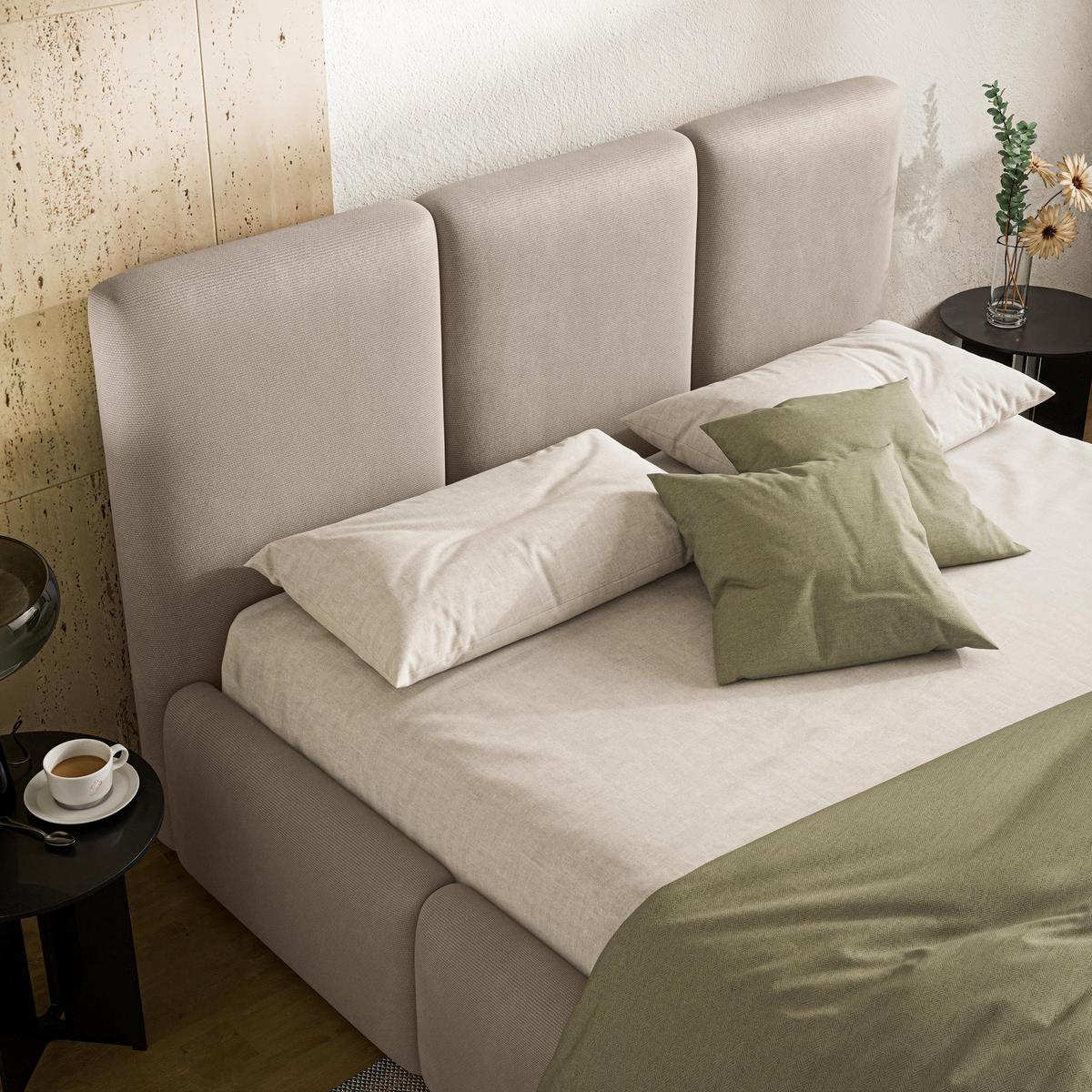 POLSTERBETT ARSIL 120x200 cm mit Bettkästen - Beige - Beige, Holz/Textil (120/200cm) - MASSENO