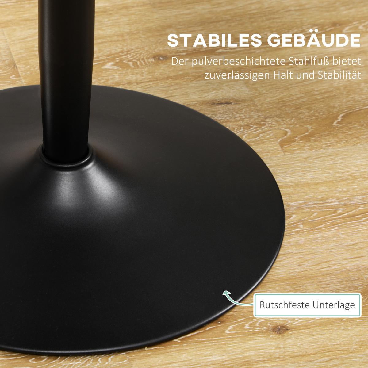 ESSTISCH Runder Küchentisch, Rutschfester Esszimmertisch für 2 Personen Schwarz - Schwarz, Holzwerkstoff/Metall (70/70/75cm) - HOMCOM