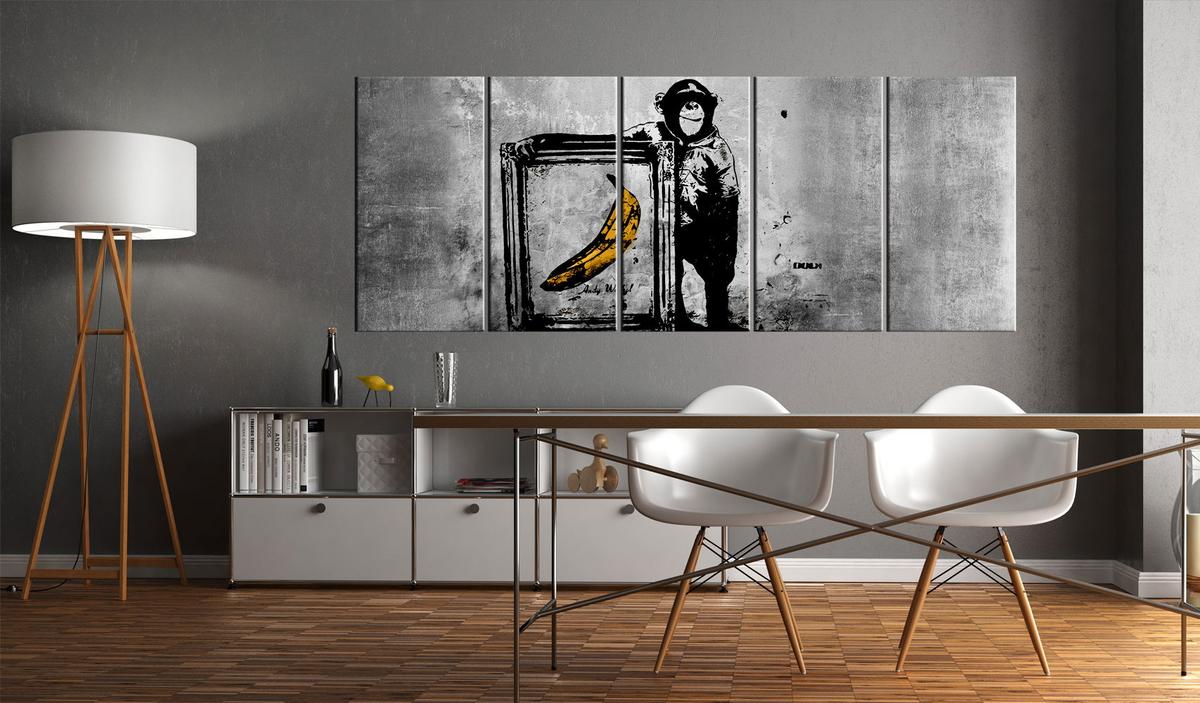 KUNSTDRUCK Schwarz-Weiß 100/40 cm - Gelb/Schwarz, Textil (100/40cm) - KUNSTLOFT