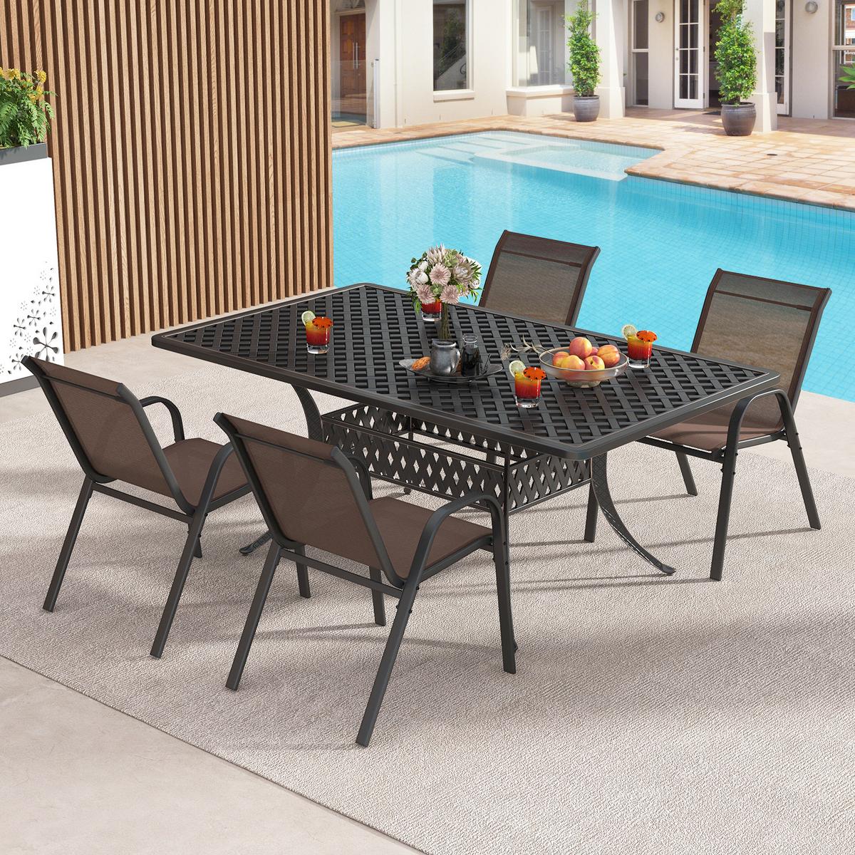 GARTENSTÜHLE Braun(2er-Set) - Braun, Metall (70/84/56cm) - COSTWAY