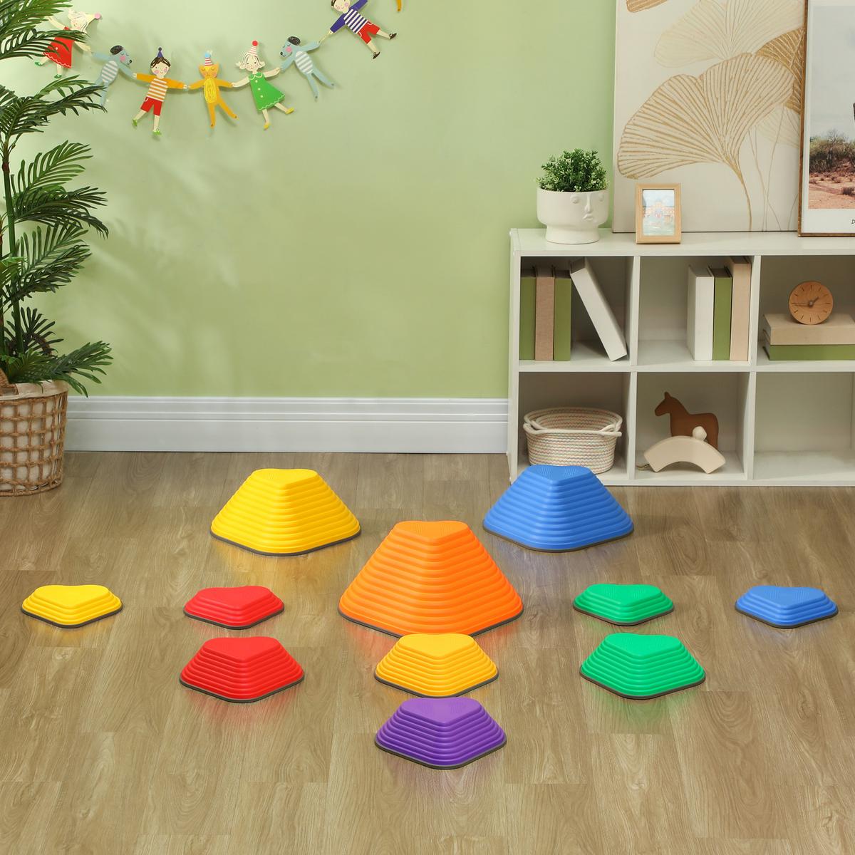 BALANCE-TRITTSTEINE, 11er-Set, stapelbar & leicht, rutschfest, für Innen/Außen - Multicolor, Kunststoff (39/20/42cm) - AIYAPLAY