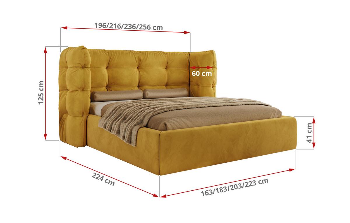 POLSTERBETT FLONELLE CLASSIC 140/200 - Gelb Velvet - ohne Matratze - Gelb, Textil (140/200cm) - MKS