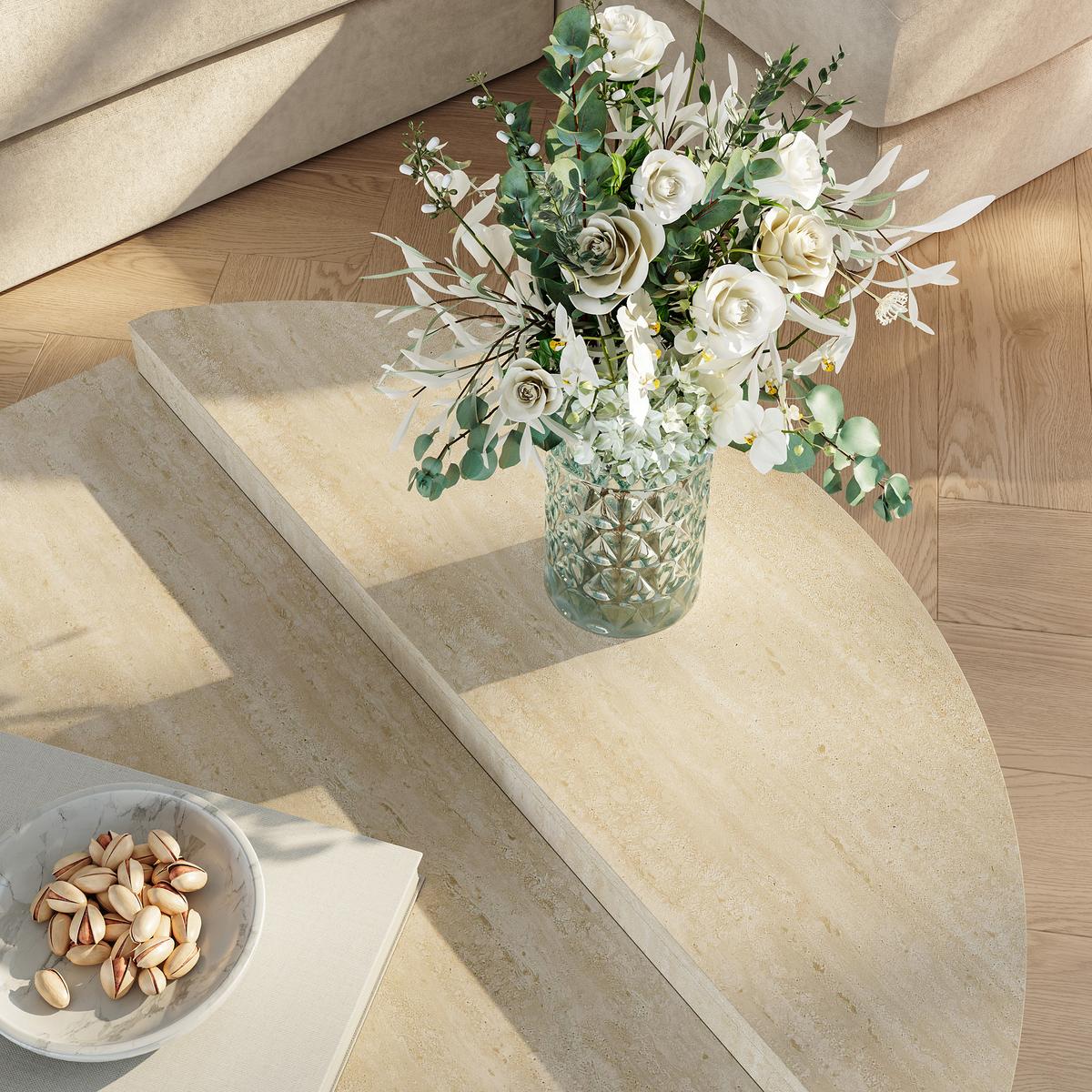 COUCHTISCH Tondesdaslo 90/90/35 cm - Beige, Holzwerkstoff (90/90/35cm) - [en.casa]