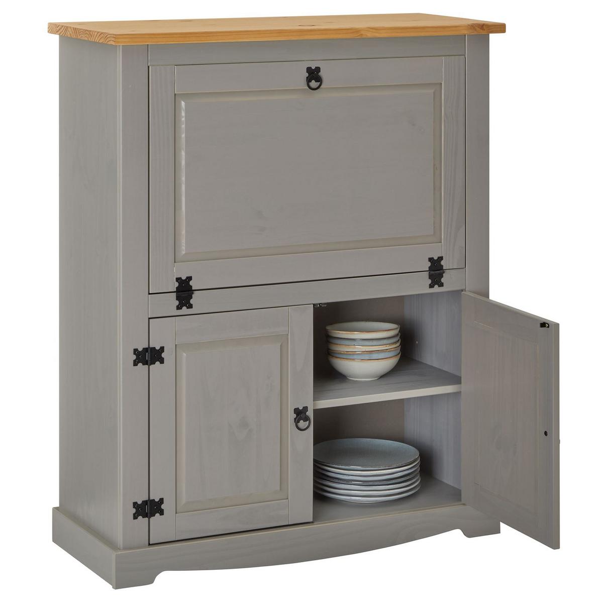 MEXICO MÖBEL WEINSCHRANK TEQUILA grau/braun - Braun/Grau, Holz (98/121/40cm) - IDIMEX