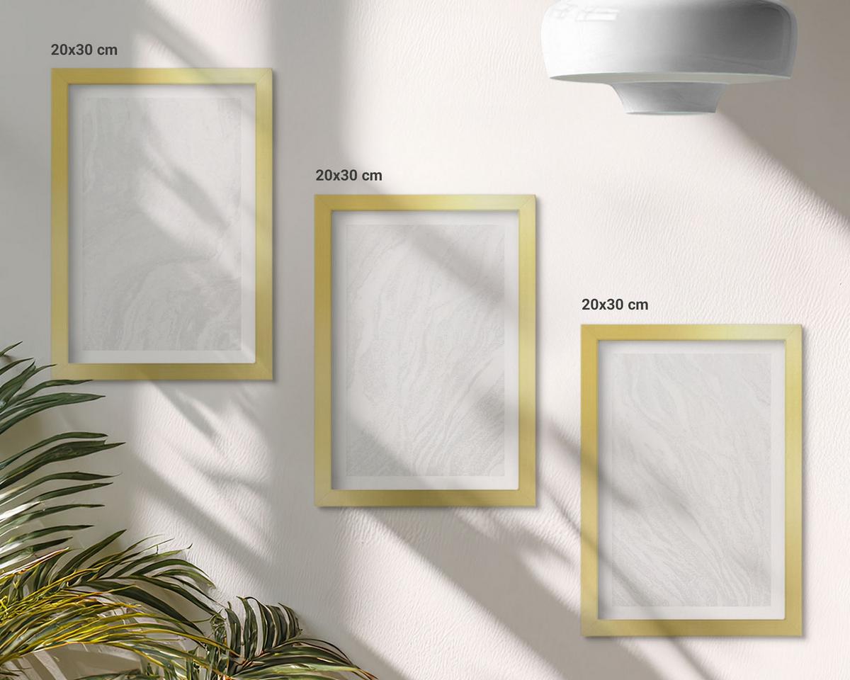 BILDER SET 3er Set - 20x30 cm Goldrahmen - Elegante Marmorstruktur - Goldfarben, Kunststoff (20/30cm) - TULUP