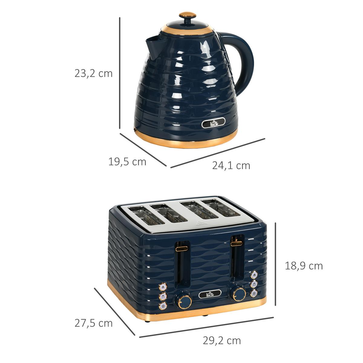 KOCHER-TOASTER-SET 2er Set Kunststoff Stahl Blau - Blau, Kunststoff (19.5/23.2/24.1cm) - HOMCOM
