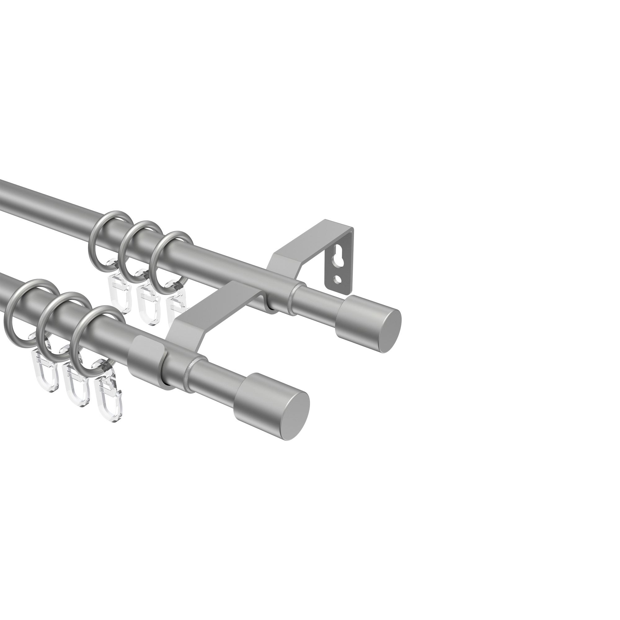 GARDINENSTANGE / TELESKOPSTANGE Hera Livo 70-120 cm, 2-läufig, 16/13 mm Ø Silbergrau - Silberfarben/Alufarben, Kunststoff/Metall (120cm) - INTERDECO