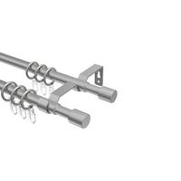 GARDINENSTANGE / TELESKOPSTANGE Hera Livo 160-300 cm, 2-läufig, 16/13 mm Ø Silbergrau - Silberfarben/Alufarben, Kunststoff/Metall (300cm) - INTERDECO