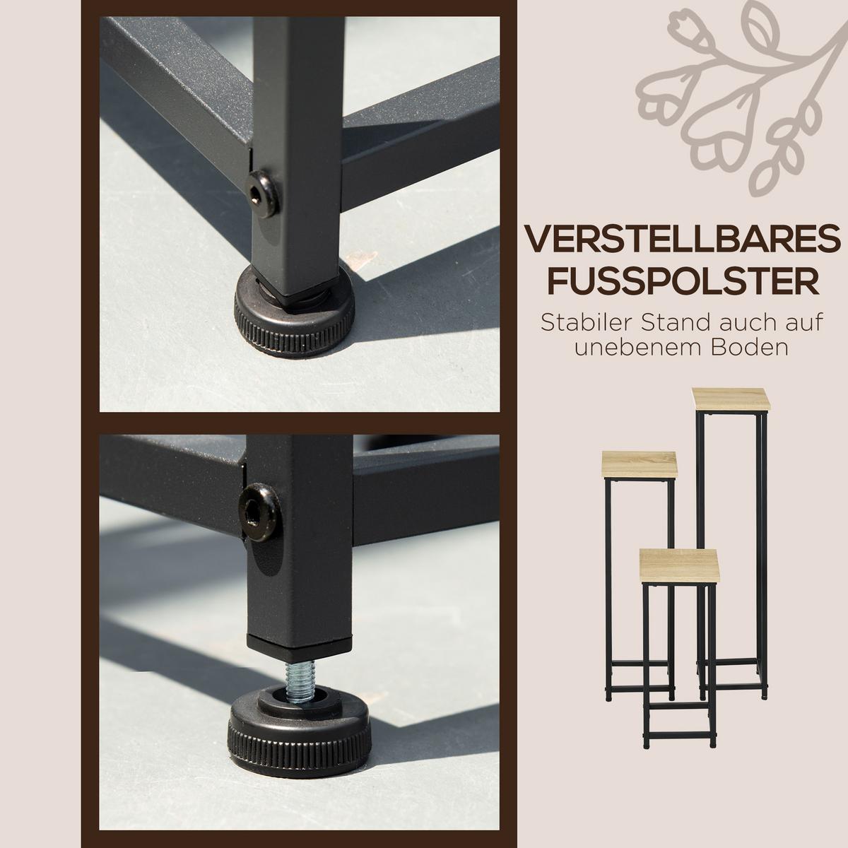 3-TEILIGES Set Pflanzenständer Stapelbarer Blumenhocker für Garten Balkon - Multicolor, Metall (90cm) - Outsunny