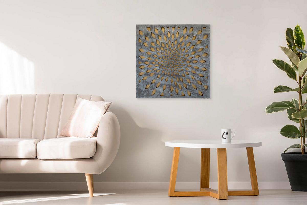 METALLBILD Gold 80/80 cm - Silberfarben/Goldfarben, Metall (3/80cm) - KUNSTLOFT