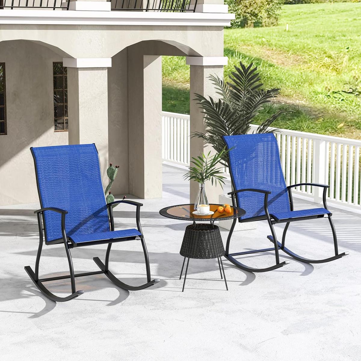 SCHAUKELBANK Marineblau(2er-Set) - Blau, Metall (102/100/68cm) - COSTWAY