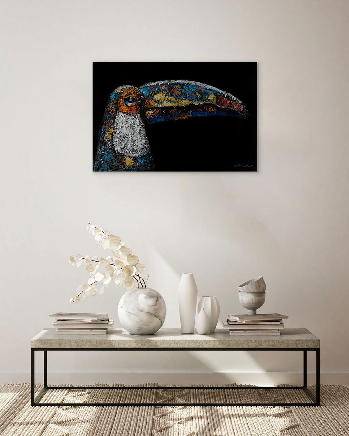 ACRYLBILD HANDGEMALT 90/60 cm - Schwarz, Holz/Textil (90/60cm) - KUNSTLOFT