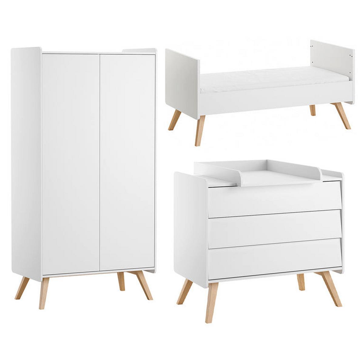 BABYZIMMER 3-teilig Vintage Weiß - Weiß, Holzwerkstoff (145/103/75cm) - Petits-meubles