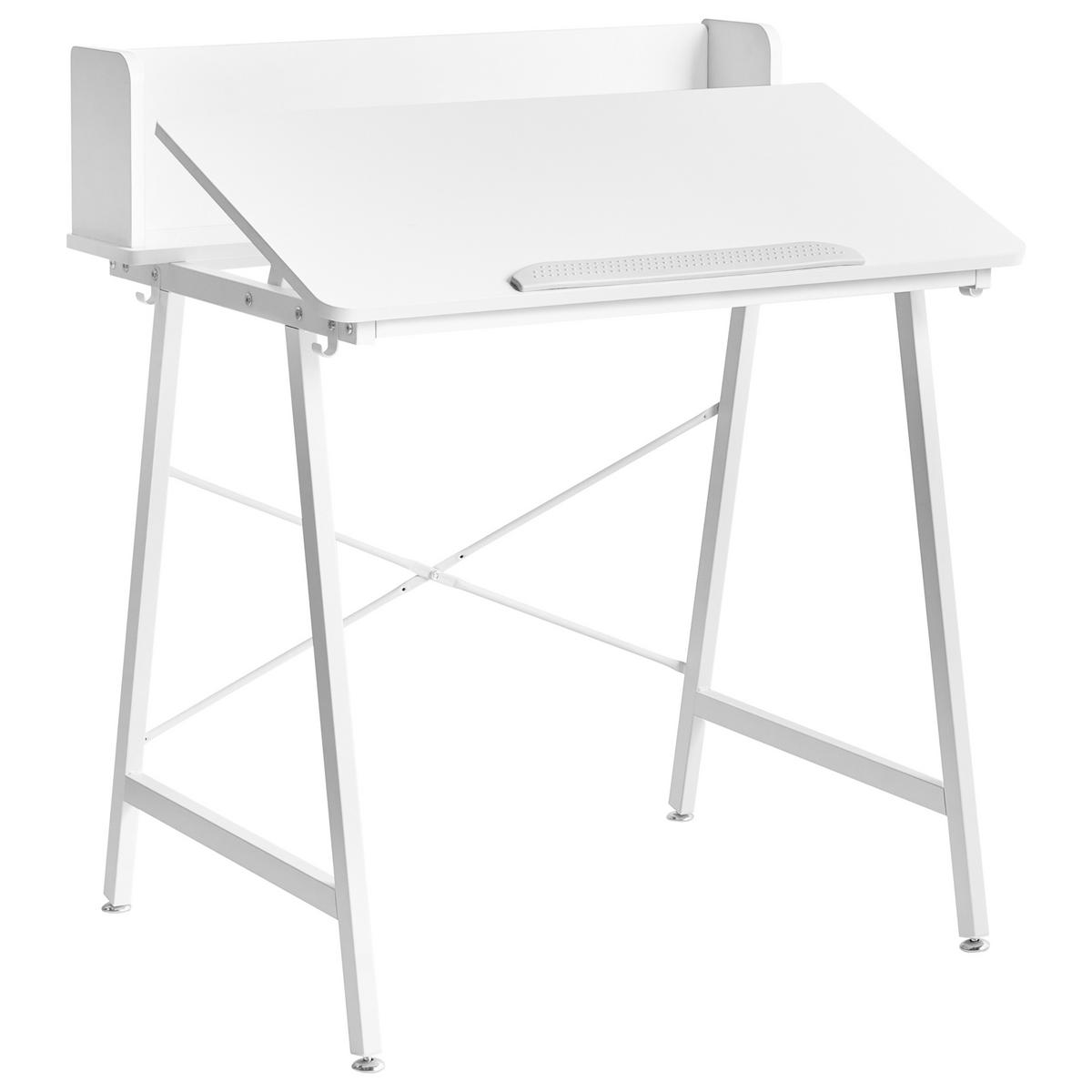 ZEICHENTISCH mit neigbarer Tischplatte Weiß 80/62 cm Aland - Weiß, Holzwerkstoff (62/80/94cm) - Beliani