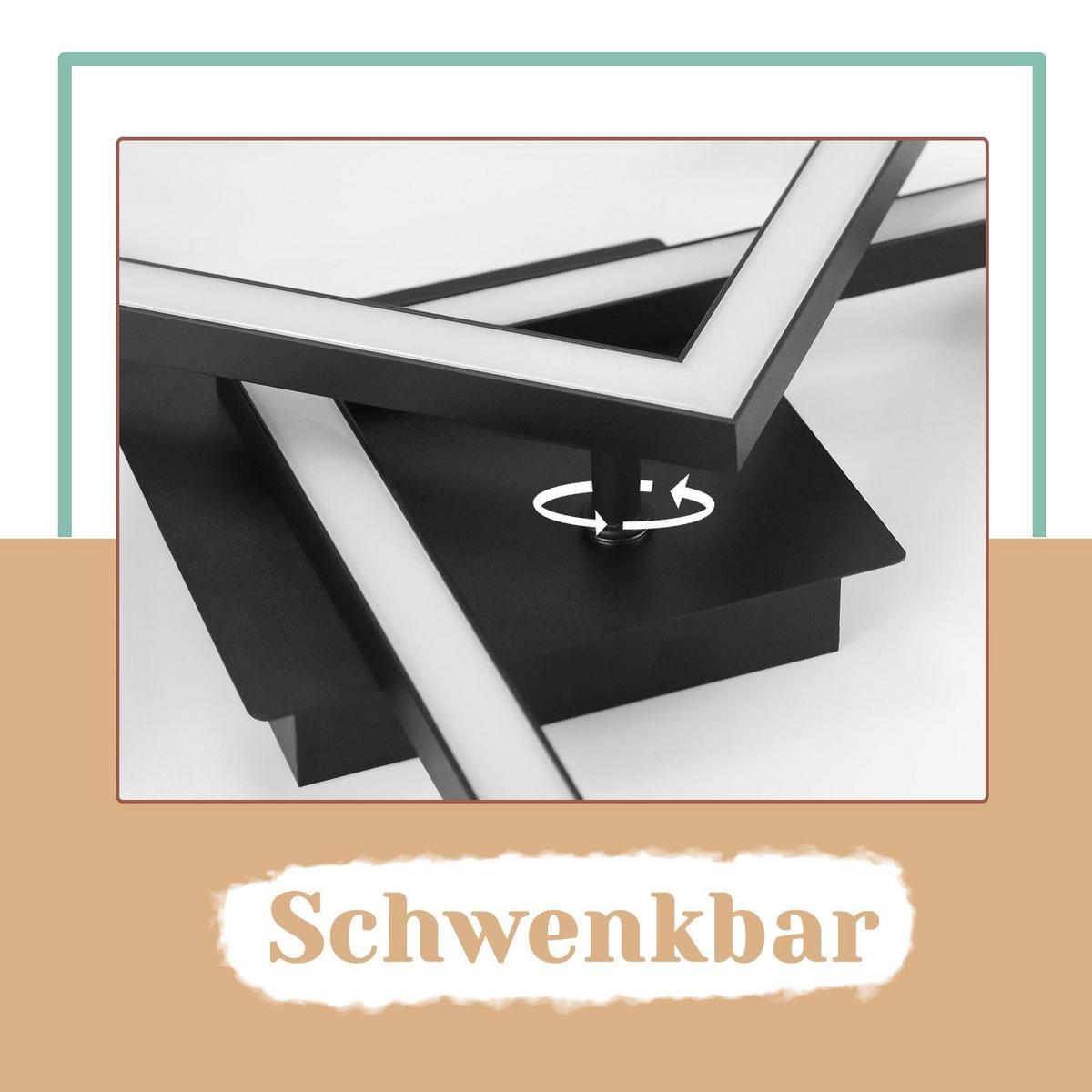 LED-DECKENLEUCHTE Eis 47/30/6 cm - Schwarz, Metall (47/30/6cm) - Nettlife