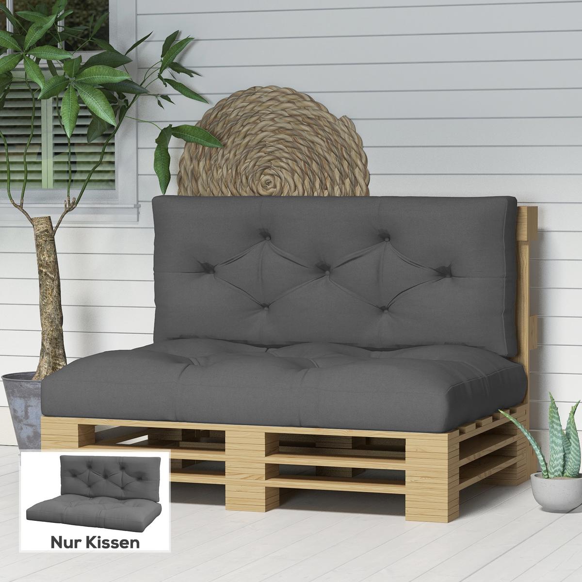 SITZKISSEN, Polyester, Dunkelgrau - Dunkelgrau, Kunststoff (80/12/120cm) - Outsunny