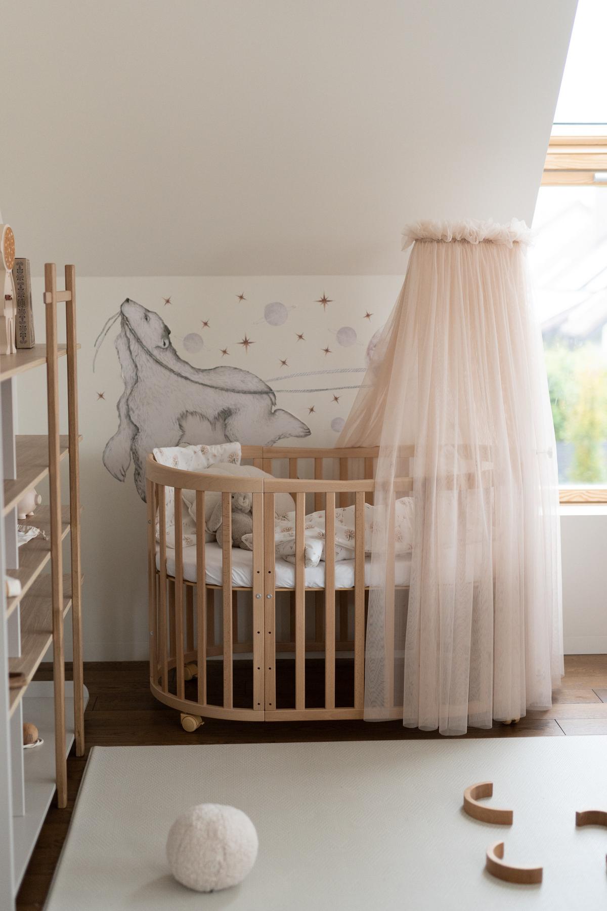 BABY Betthimmel Baldachin mit Himmelstange - Beige, Textil - waldin