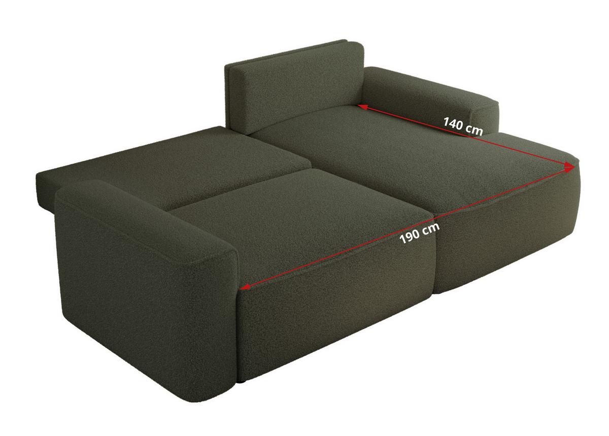 ECKSOFA BELLUNO L Grün Boucle - Rechts - Schwarz/Grün, Textil (233/144cm) - MKS