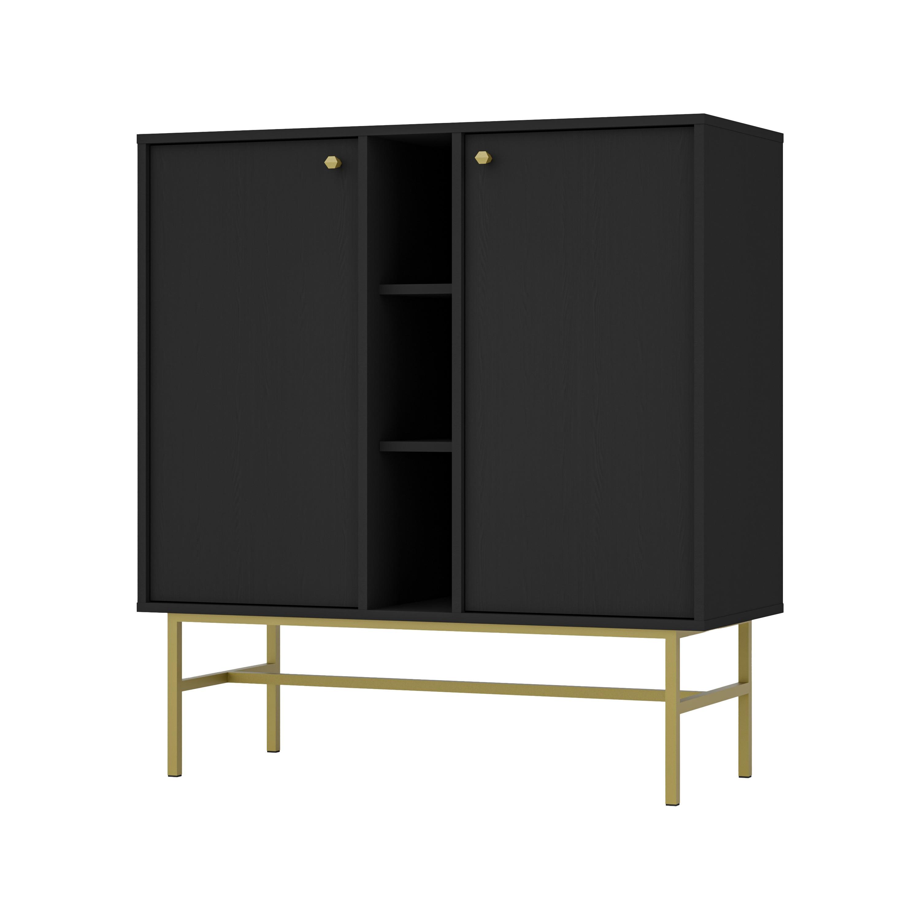 SIDEBOARD TORINO 100/108/41cm 2 Türen Graphitfarben - Graphitfarben, Holzwerkstoff (100/108/41cm) - MASSENO