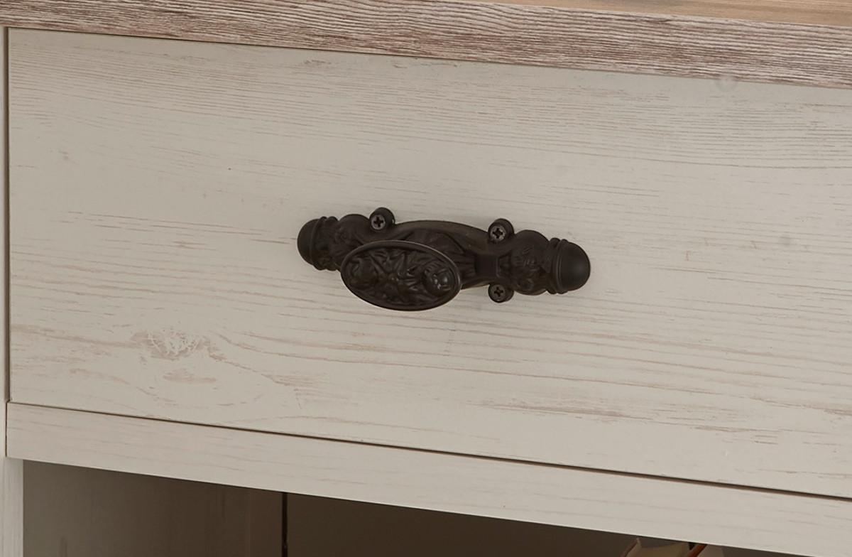 NACHTTISCH Pinie weiß, Oslo Pinie Landhaus, Nachtkommode, 58 x 45 cm - Weiß/Pinienfarben, Holzwerkstoff/Metall (40/86/58cm) - Furn.Design