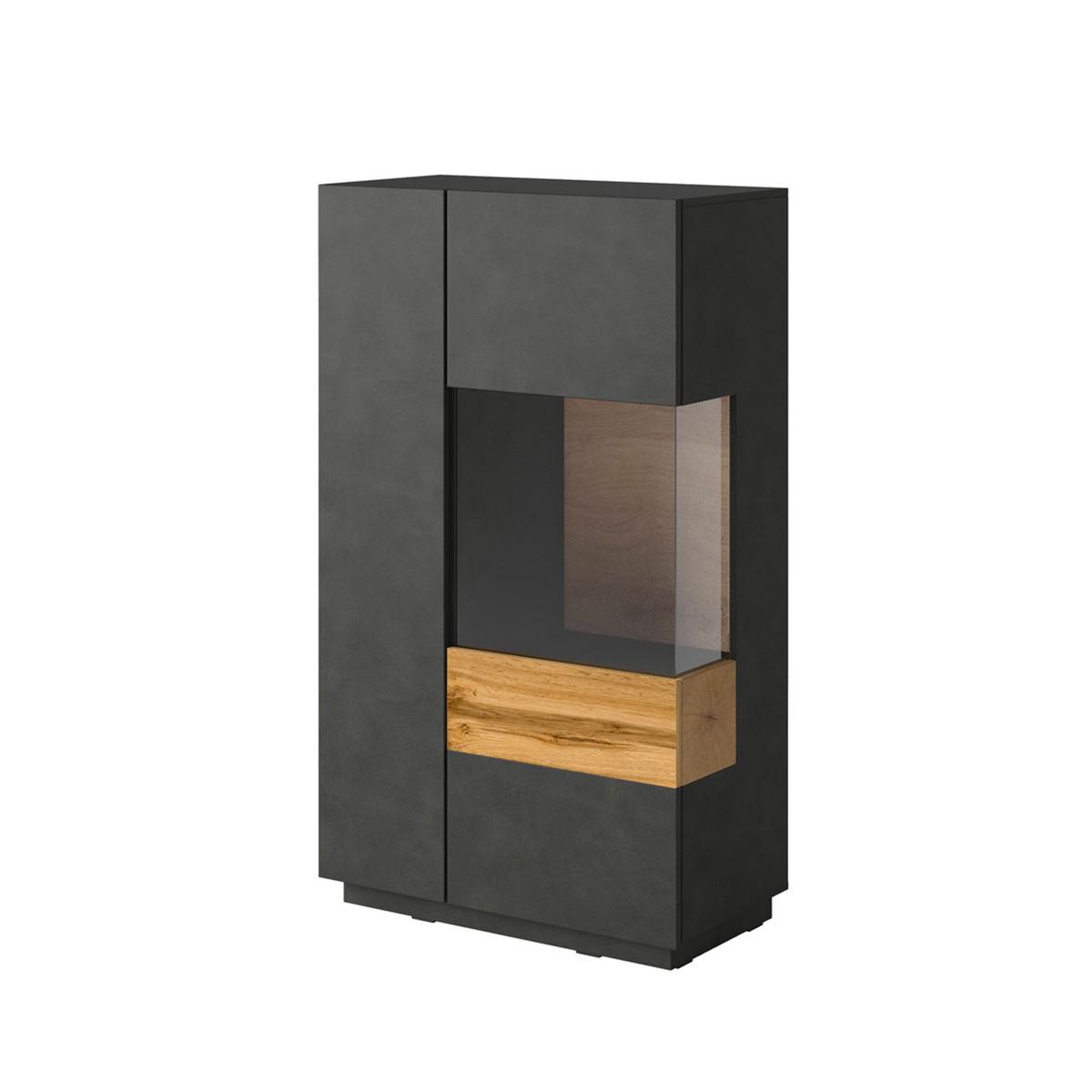 GESCHIRRSCHRANK Andrea Anthrazitgrau und Holz - Grau, Holzwerkstoff (80/139/40cm) - Petits-meubles