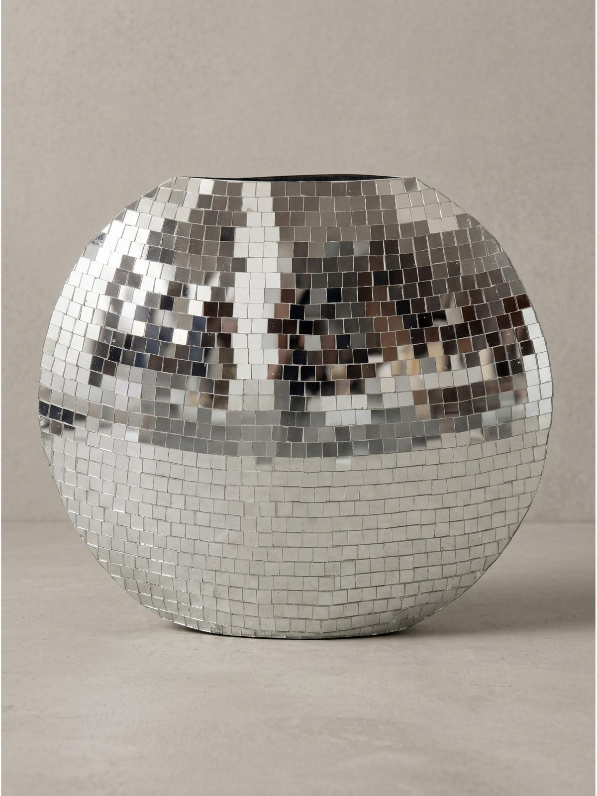 TISCHVASE BERLENGA, Eisen, handgefertigt, Silber, 40 x 10 x 35 cm - Silberfarben, Metall (35cm) - KADIMA DESIGN