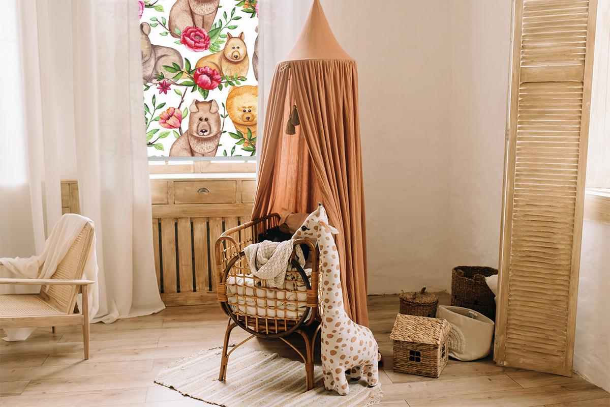 INNENROLLO - Fensterrollo - Rollo - 130x140 cm - Hunde zwischen den Blumen - Braun, Kunststoff (130/140/0.5cm) - TULUP