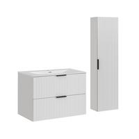 BADMÖBEL 80.2cm Adriel 2er-Set Weiß - Weiß, Holzwerkstoff (80.2/57/46cm) - Petits-meubles