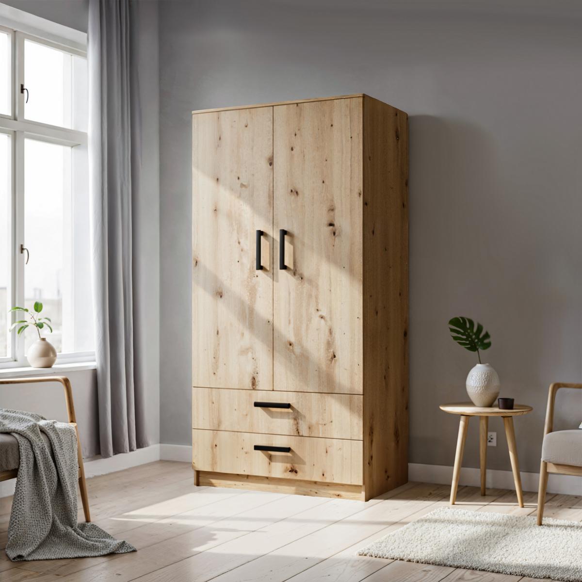 DREHTÜRENSCHRANK DOVI 90/180/50 cm 2-türig Eiche Artisan - Eiche Artisan, Holzwerkstoff (90/180/50cm) - MASSENO