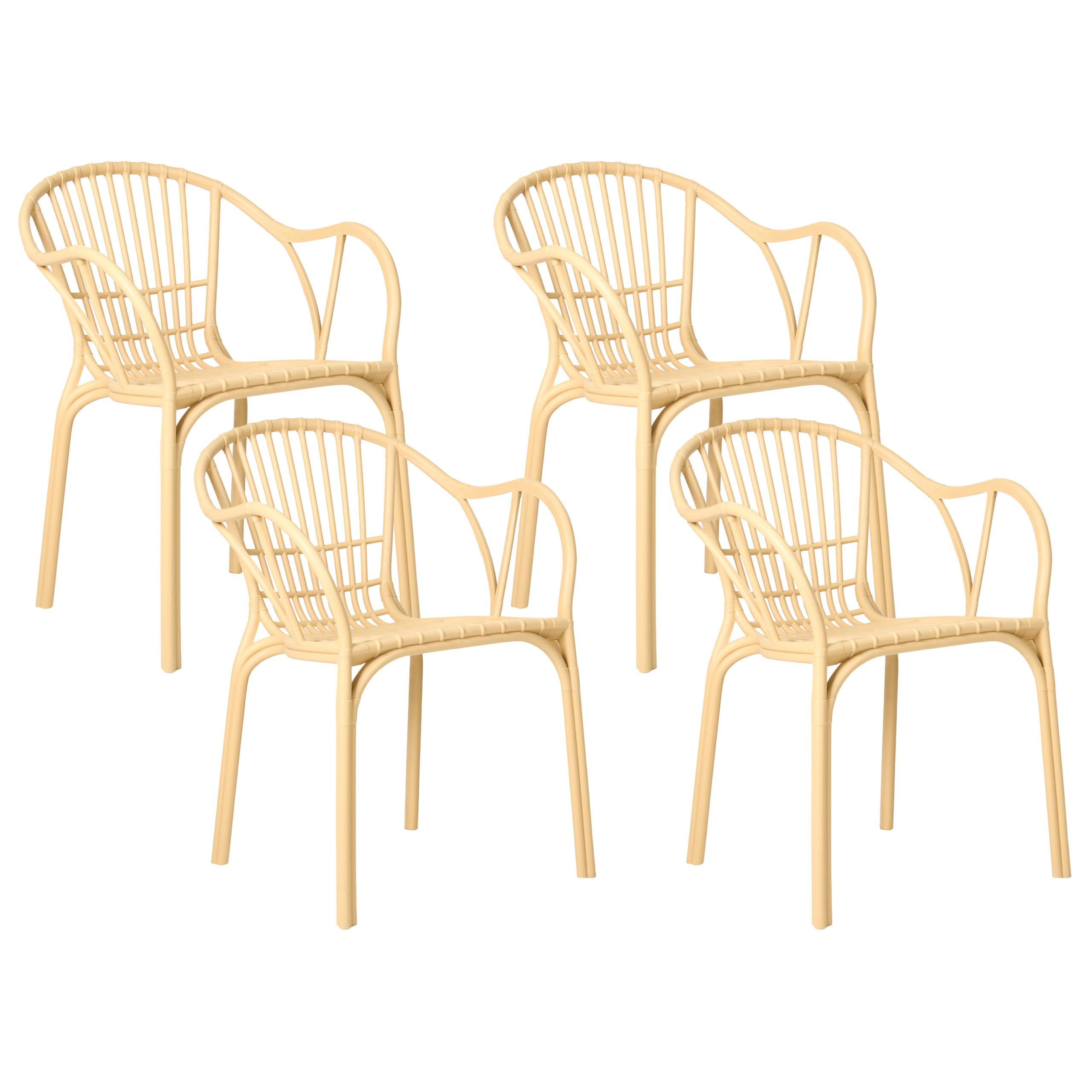 GARTENSTUHL 4er-Set Beige Andora - Beige, Kunststoff (53/78/50cm) - Beliani
