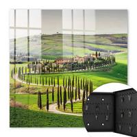 SCHLÜSSELBOX Schwarz 30x30 cm- Türöffnung nach rechts - Toskana-Landschaft - Grün, Metall (30/30/5cm) - TULUP