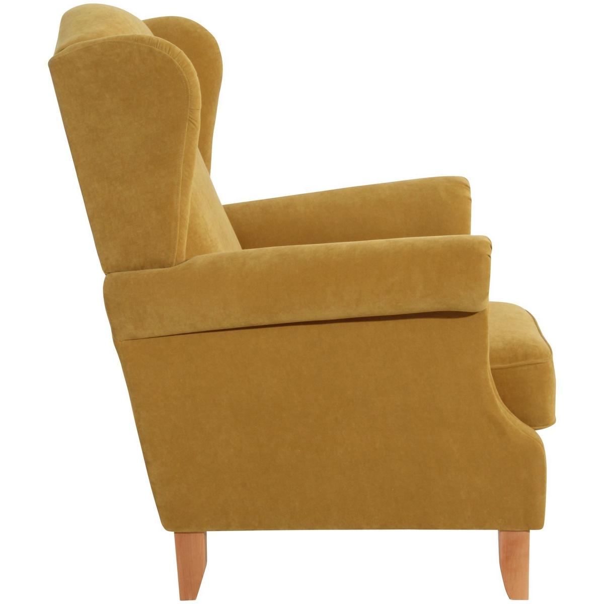 OHRENSESSEL Katria Bezug Veloursstoff Buche natur / mais - Gelb, Kunststoff (88/108/84cm) - 58aufmkessel