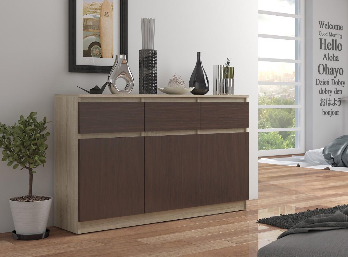 KOMMODE Eiche Sonoma, Dunkelbraun 99/138/40 - Hellbraun/Dunkelbraun, Holzwerkstoff (138/99/40cm) - RAUMHIRSCH FURNITURE