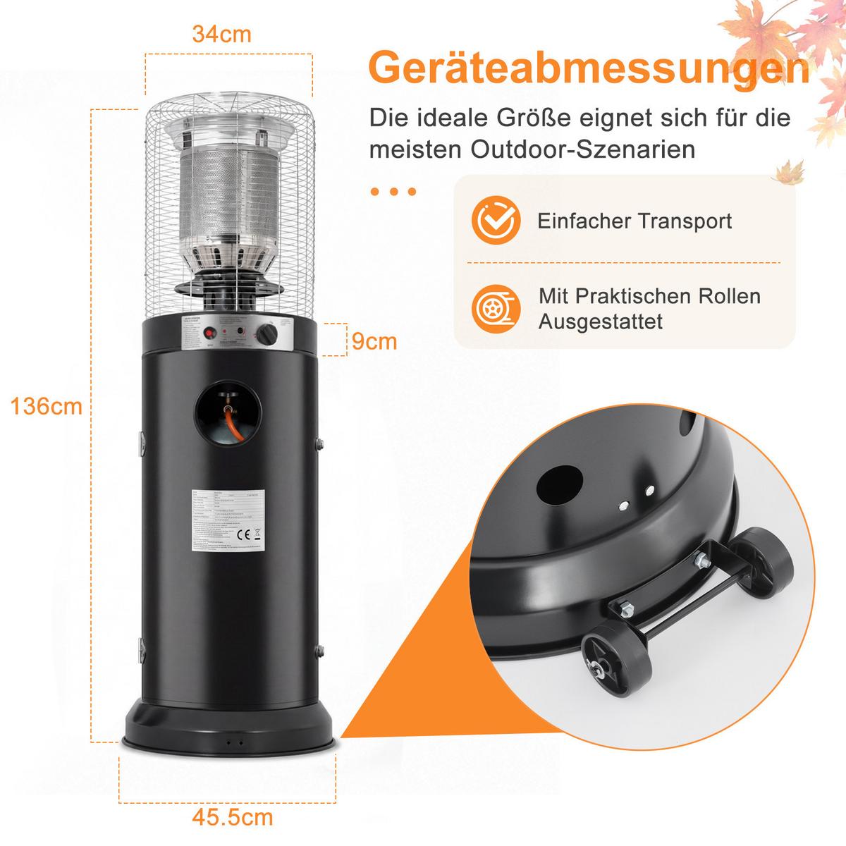HEIZSTRAHLER Orvlen 45.5/34/136 cm - Schwarz, Metall (34/136/45.5cm) - ZMH