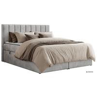 BOXBETT ALVER 140/200 - Hellgrau Velvet - Topper T25 - H3 - Hellgrau/Schwarz, Kunststoff/Textil (140/200cm) - MKS