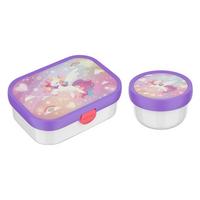 OBST- UND BENTOBOX Campus (2025) Unicorn Glow 300 & 750 ml 2er Set - Violett/Weiß, Kunststoff (2/2/2cm) - Mepal