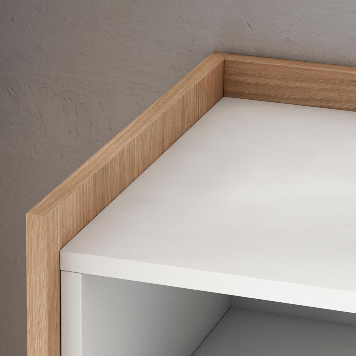 LOWBOARD, Weiß und Eiche, 207/37/50cm, mit Led - Weiß, Holzwerkstoff (207/50/37cm) - Skraut Home