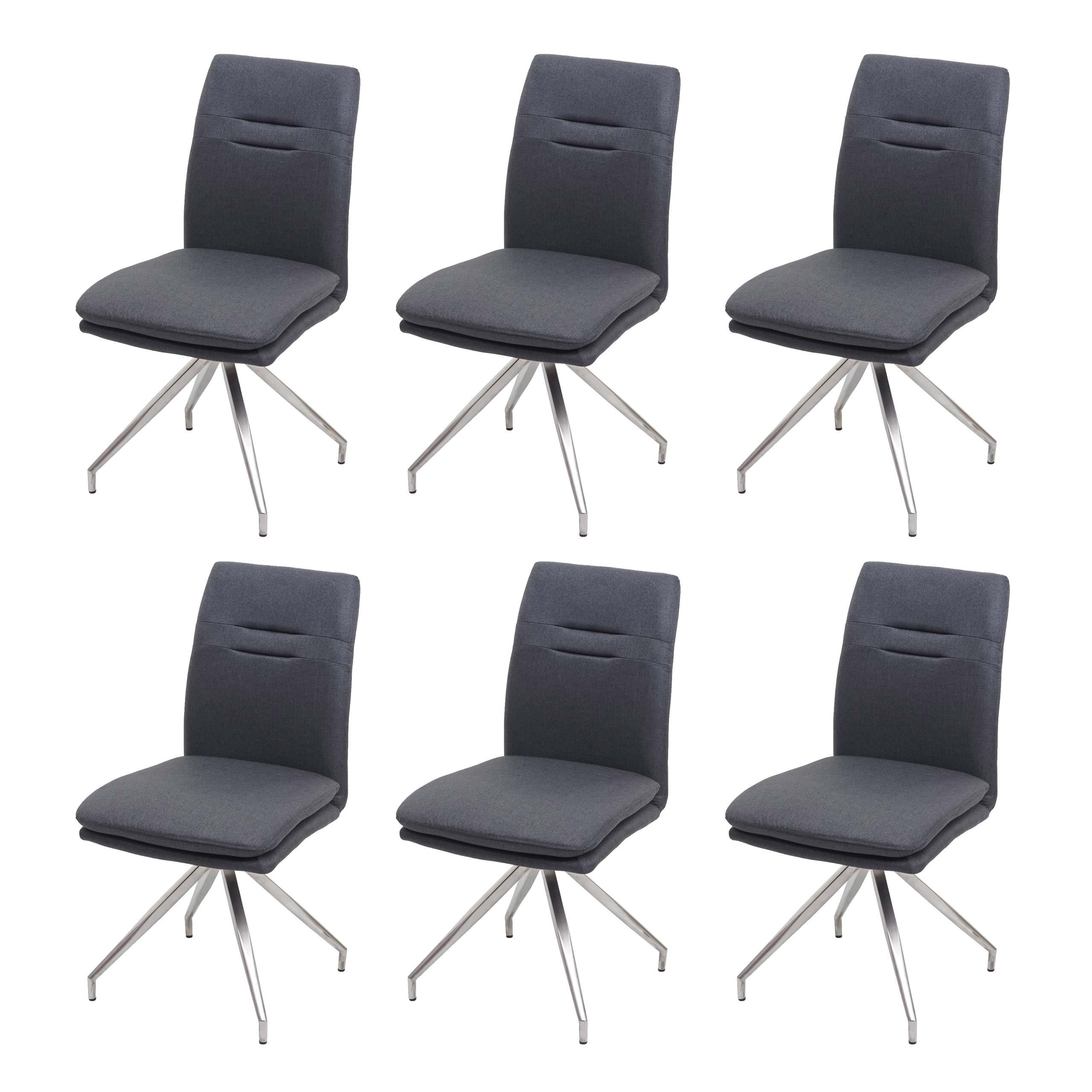 ESSZIMMERSTUHL Anthrazit 6er-Set - Anthrazit/Braun, Textil (47/90/60cm) - MCW