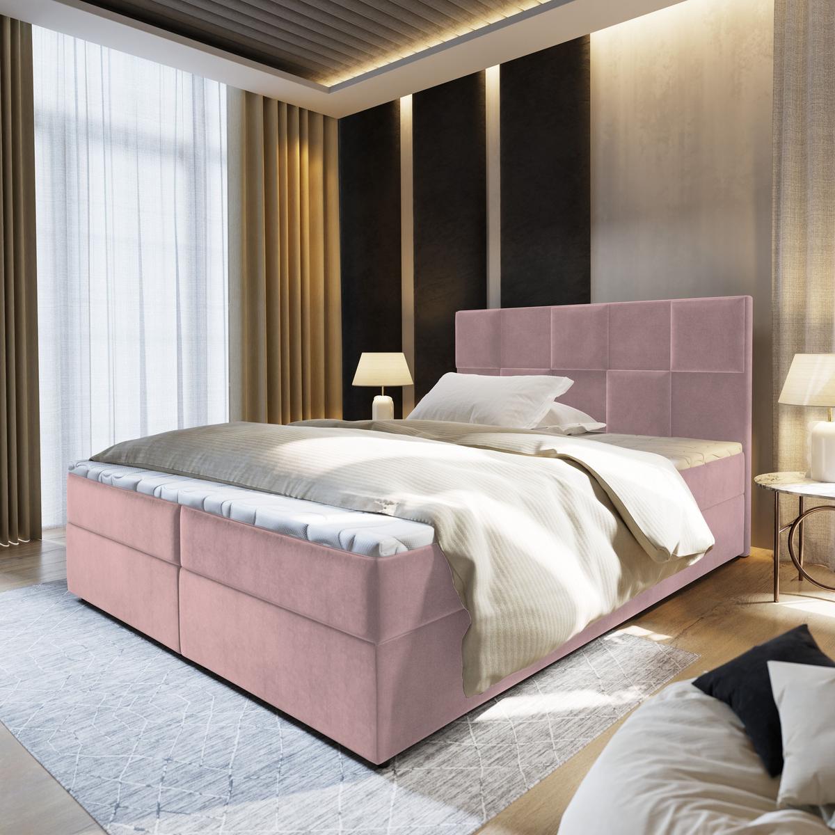 BOXBETT PRATA 180x200 cm mit Matratze und Topper - Rosa - Rosa, Holz (180/200cm) - MASSENO