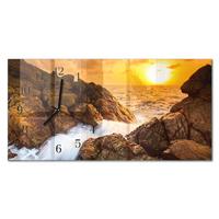 WANDUHR aus Glas 60x30 cm - Sonnenuntergang - Orange, Glas (60/30/0.4cm) - TULUP