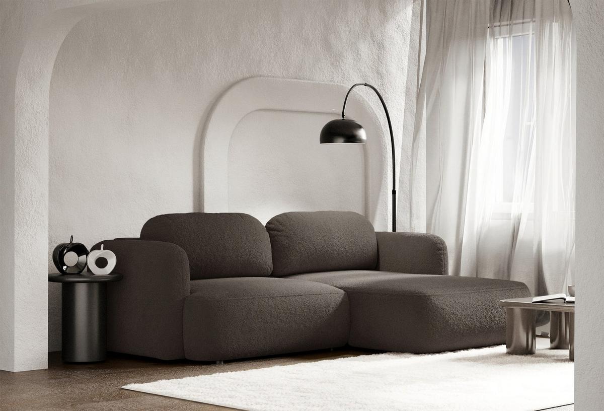 ECKSOFA Tvoya Braun Bouclé - Schwarz/Braun, Kunststoff/Textil (175/267cm) - Selsey