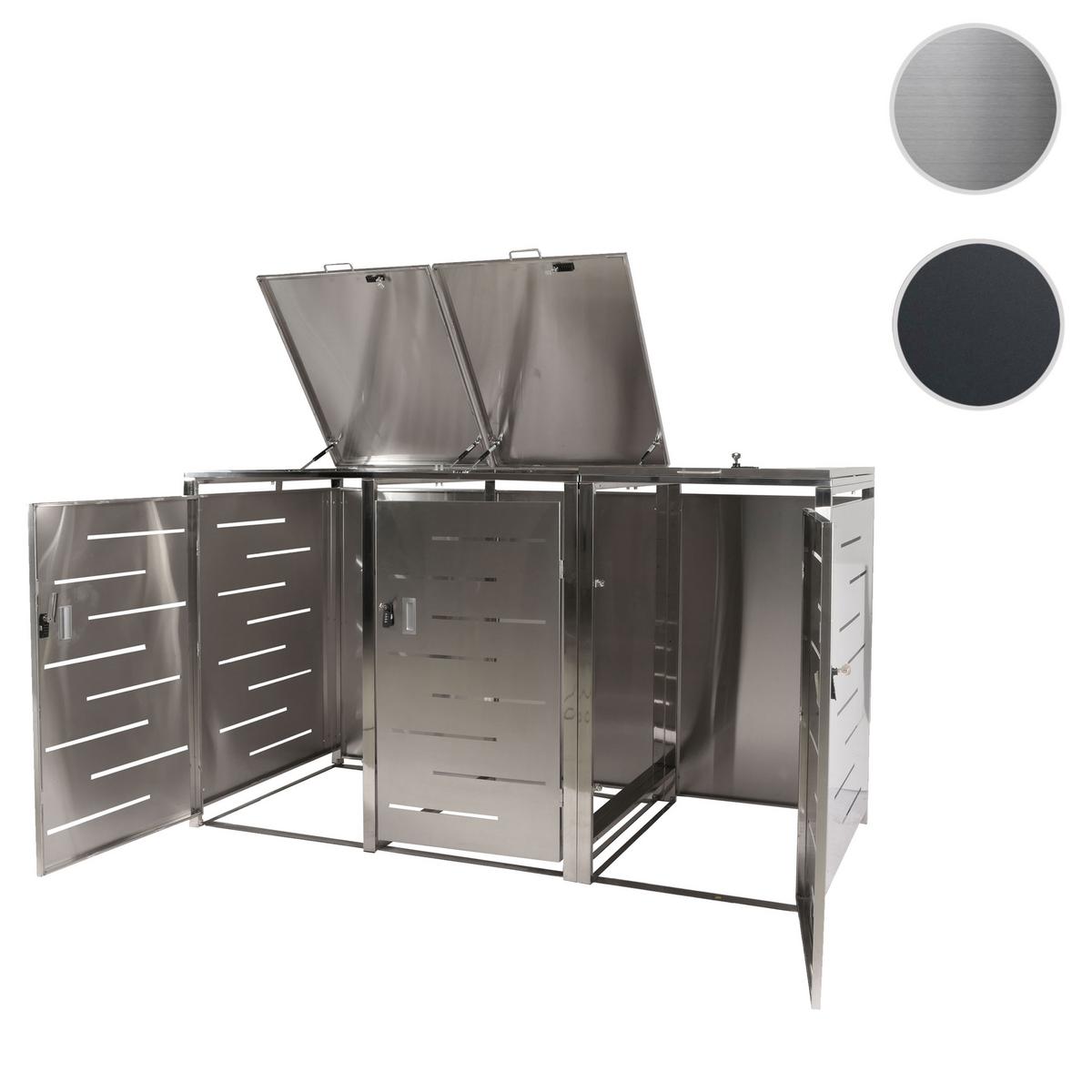 3ER-MÜLLTONNENVERKLEIDUNG Silber - Silberfarben, Metall (197/116/80cm) - MCW