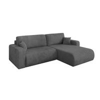 ECKSOFA mit Schlaffunktion Ottomane Rechts BERY-L 276x193x88 Dunkelgrau Cord - Dunkelgrau/Schwarz, Holzwerkstoff/Kunststoff (276/193cm) - ALTDECOR