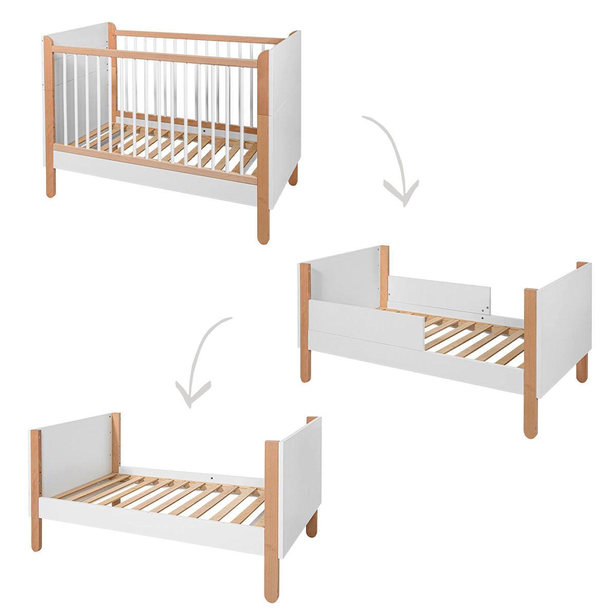 BABYZIMMER 2-teilig Laurie Weiß und Holz - Weiß, Holzwerkstoff (123.5/90/64cm) - Petits-meubles