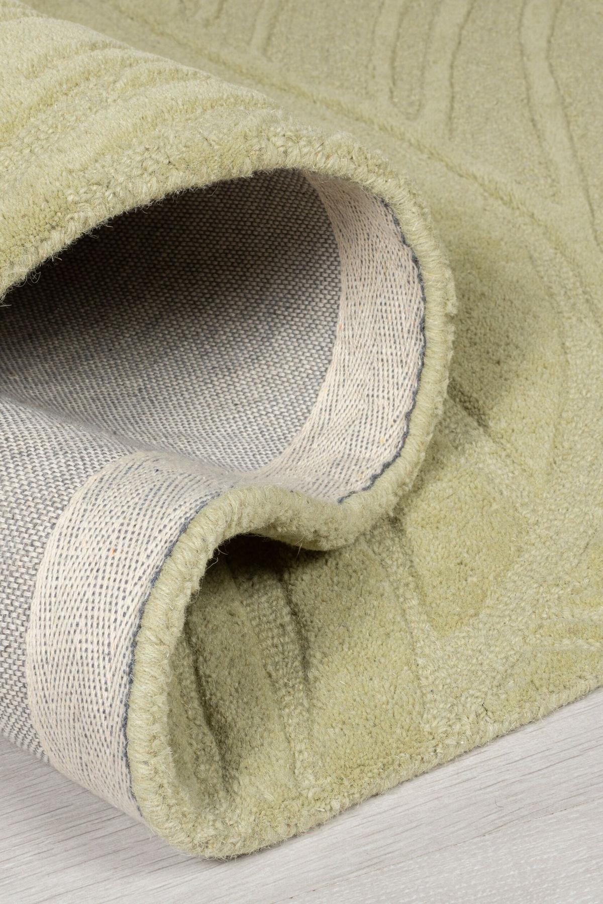WOLLTEPPICH LEVEN, floral, Grün-Beige, Ø 160 cm - Grün, Textil (160/160cm) - KADIMA DESIGN