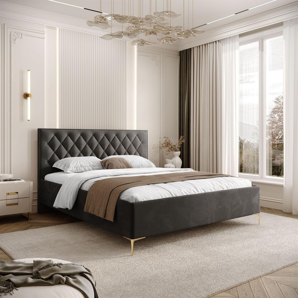 POLSTERBETT INEZ mit Bettkasten 180x200 cm Royal Velvet 185 - Graphitfarben, Textil - Lookway