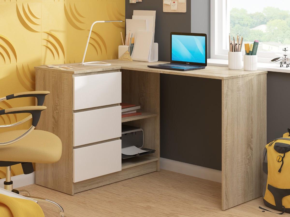 SCHREIBTISCH Eiche Sonoma, Weiß 77/124/85 - Weiß/Sonoma Eiche, Holzwerkstoff (124/85/77cm) - RAUMHIRSCH FURNITURE